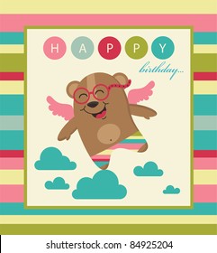 cute happy birthday card. vector illustration