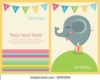 cute happy birthday card. vector illustration