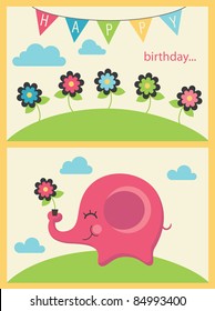 cute happy birthday card. vector illustration