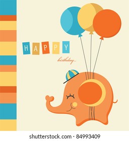 cute happy birthday card. vector illustration