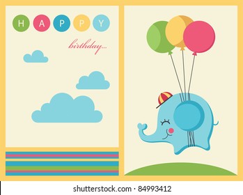 cute happy birthday card. vector illustration