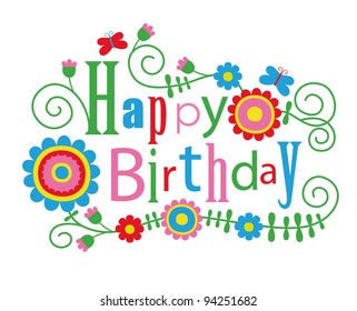 cute happy birthday card. vector illustration