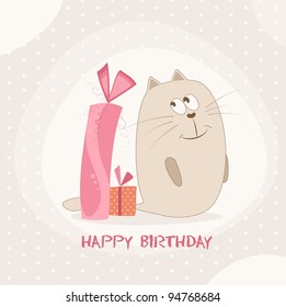 cute happy birthday card. vector illustration