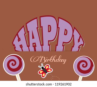 Cute happy birthday card/Vector illustration