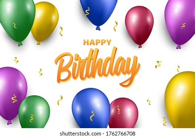 Cute Happy Birthday Celebration With Balloon Background Design