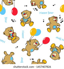 cute happy birthday greeting teddy balloons