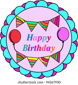 cute happy birthday part invitation label card sticker design