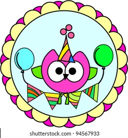 cute happy birthday part invitation label card sticker design