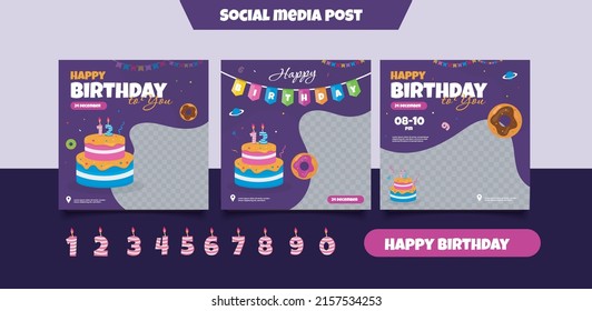 Cute Happy Birthday Social Media Post