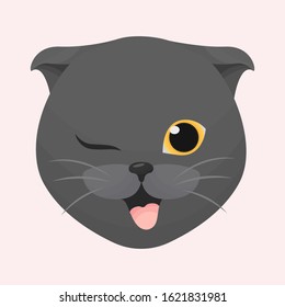 
cute happy black cat winks vector image
