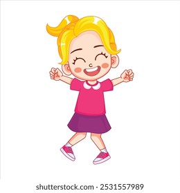 Cute happy blonde girl vector style