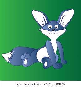 cute happy blue fox illustration