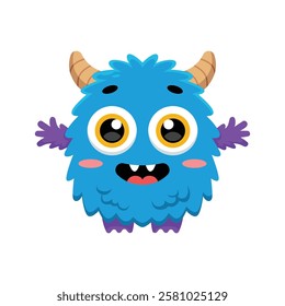 Cute Happy Blue Monster Character Illustration