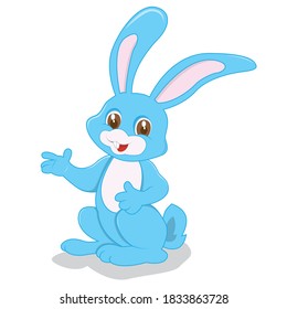 Un lindo y feliz conejo azul