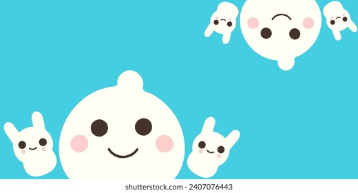 Cute happy blue wallpaper background vector.