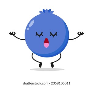 Cute happy blueberry character. Funny victory jump celebration fruit cartoon emoticon in flat style. berries emoji vector illustration