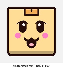 cute happy box emoticon isolated on white background. vector kawaii cartoon character design.