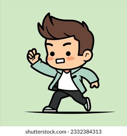 Cute Happy Boy Cartoon Vektorsymbol Illustration. Flachbildkartonstil	