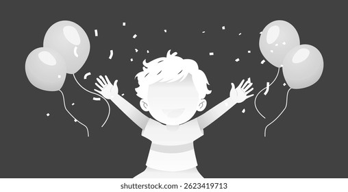vetor de aniversário de feliz menino bonito feliz, adequado para cartão de saudação, mídias sociais etc