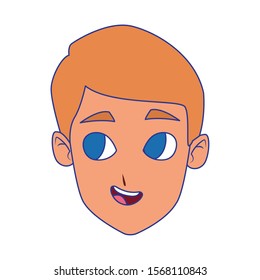cute happy boy face icon over white background, colorful design , vector illustration
