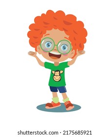 Cute Happy Boy With Glasses