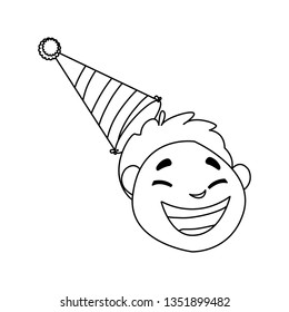 cute happy boy head with birthday hat