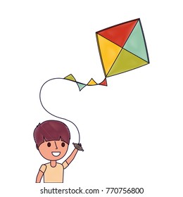 cute happy boy holding kite playing funny