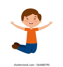 cute happy boy icon over white background. colorful design. vector illustration