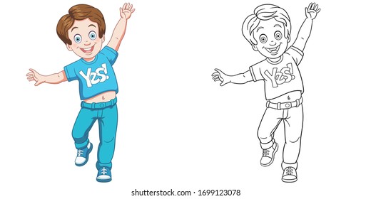 Clip Art Kids High Res Stock Images Shutterstock Pin song clipart sumasayaw #1. https www shutterstock com image vector cute happy boy jumping coloring page 1699123078