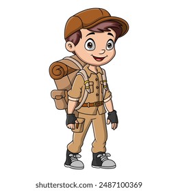 cute happy boy on an adventure