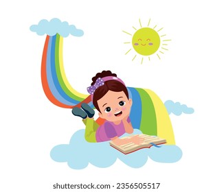 un chico feliz y lindo leyendo un libro