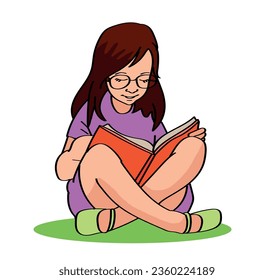 cute happy boy reading a book