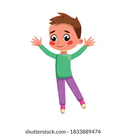 Cute Happy Boy, Cute Red Haired Preschool Kid Having Fun, Celebrating Holiday Cartoon Style Vector Illustration