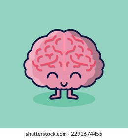 Diseño de vectores cerebrales de Cute Happy