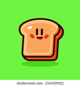 Cute happy bread cartoon vector icon illustration 