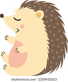 Cute happy brown hedgehog isolated