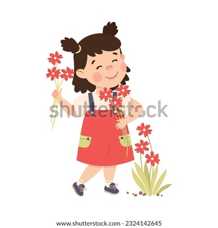 Similar – Image, Stock Photo girl picking flowers in a lavender field