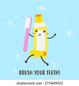 Cute happy brush your teeth vector design, can be use to make poster