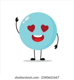 Carácter lindo y feliz de burbuja. Divertido otoño en amor emoticono de dibujos animados en estilo plano. ilustración vectorial del emoji de burbuja
