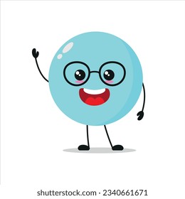 Cute happy bubble character. Smiling and greet foam cartoon emoticon in flat style. bubble emoji vector illustration