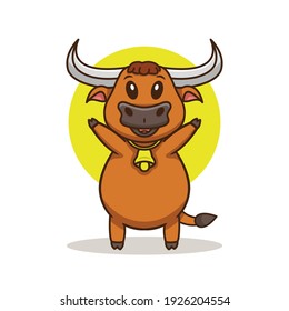 Cute Happy Bull cartoon illustration