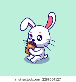 cute happy bunny cartoon vector icon illustration. animal nature icon concept isolated premium vector. flat design