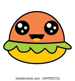 cute happy burger icon illustration design