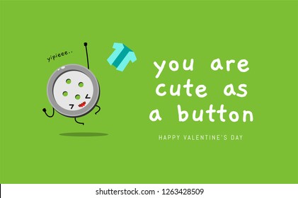  a cute happy button. Valentine's pun illustration
