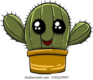 Cactus alegres, ilustración, vector sobre fondo blanco