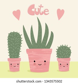Cute happy cactus vector illustration, t-shirt design for kids, baby fashion print, greeting card, invitation template.