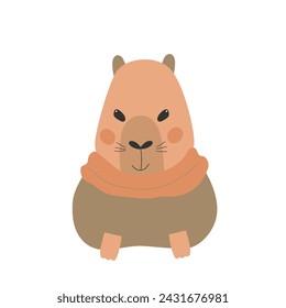 Cute happy capybara. Vector illustration.