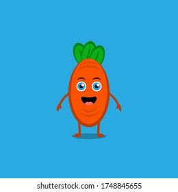 Cute happy carrot. Vector cartoon character illustration.