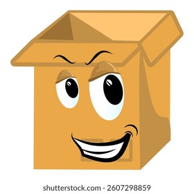 Cute happy carton box character. Funny celebration jump package cartoon emoticon in flat style. cardboard emoji vector illustration
