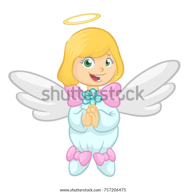 Cute Happy Cartoon Angel Character Vector Stock Vector (Royalty Free ...